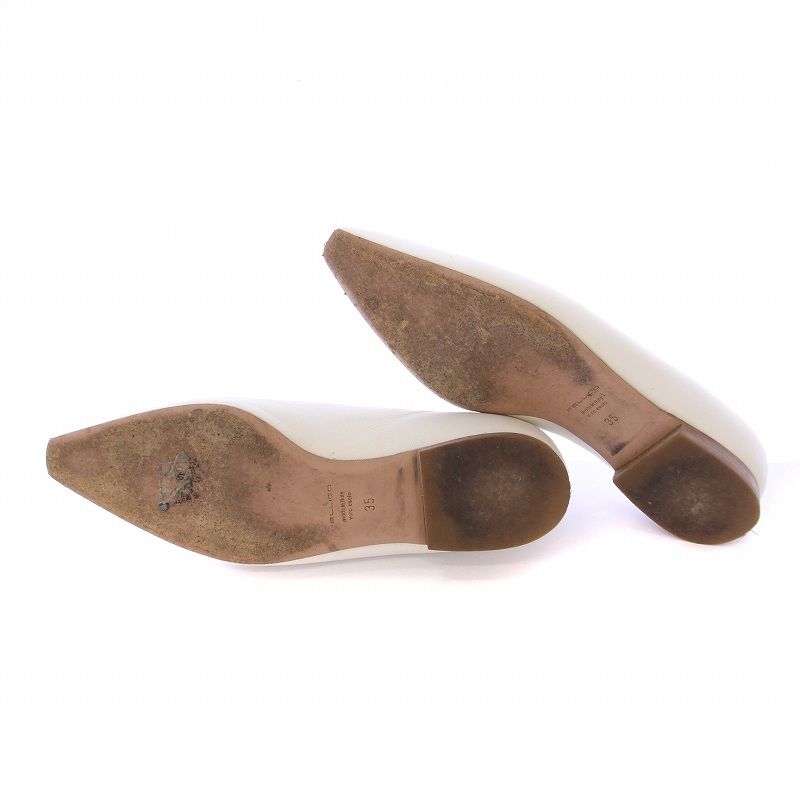 【中古】ペリーコ PELLICO パンプス スクエアトゥ ローヒール レザー Vカット 35 白 ホワイト /BB レディース ペリーコ PELLICO パンプス スクエアトゥ ローヒール レザー Vカット