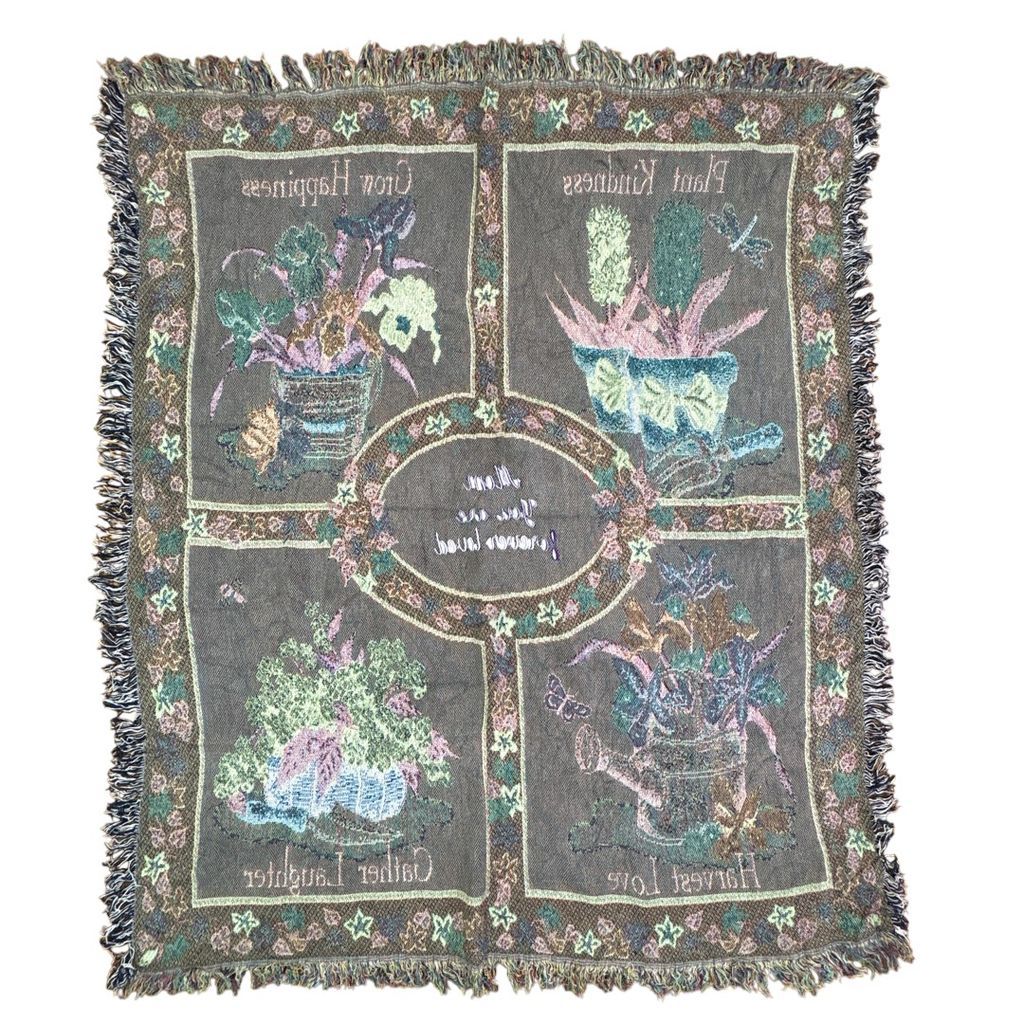 vintageラグ ブランケット マルチカバー タペストリー フラワー 花