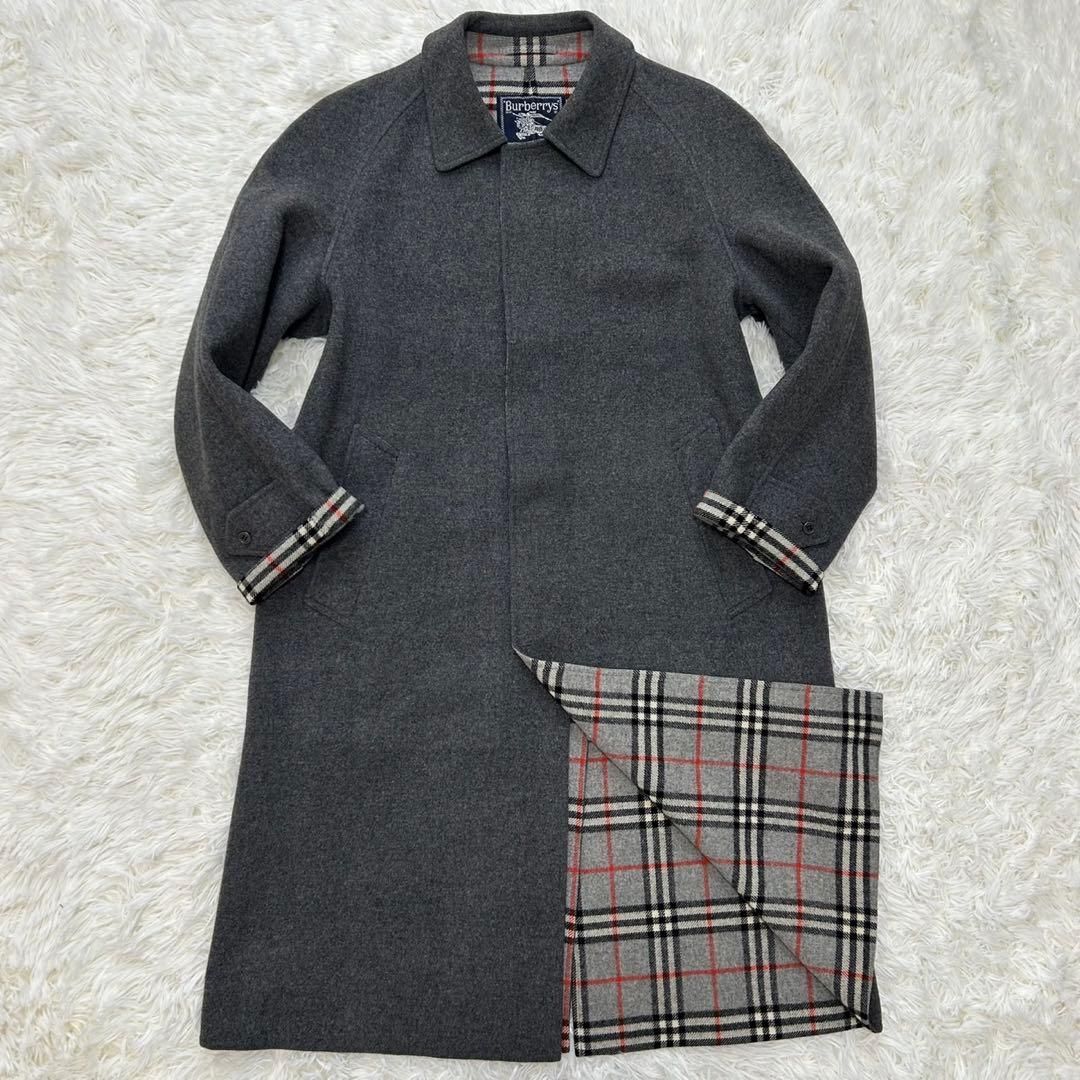 バーバリーズ ロングコート ノバチェック アウター 上着 グレージュ メンズ 極美品/M】BURBERRYS バーバリーズ チェスターコート ロングコート