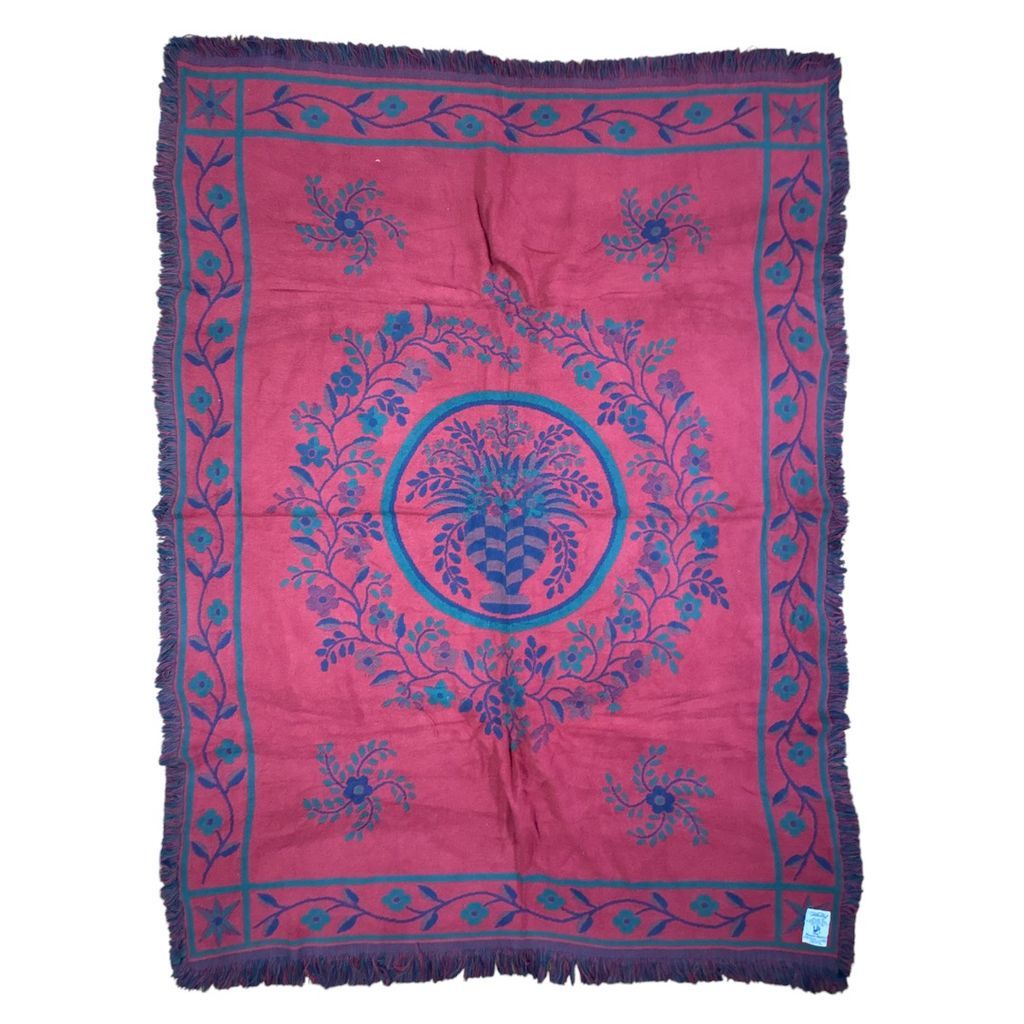 vintageラグ ブランケット マルチカバー タペストリー フラワー 花 USA