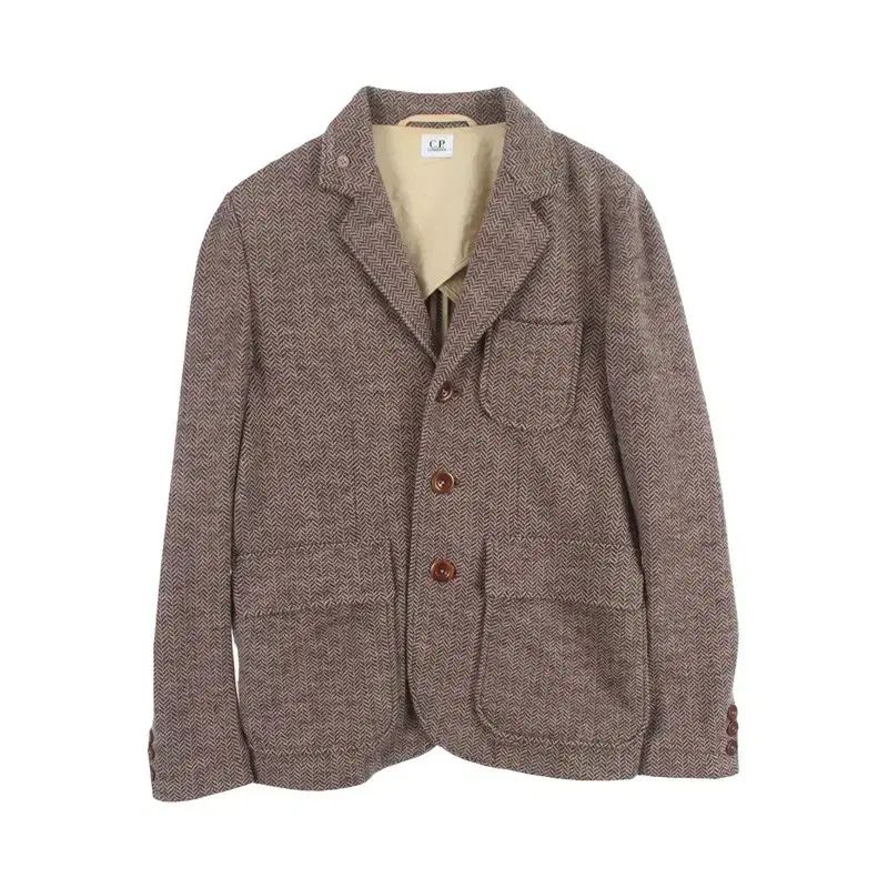 C.P. COMPANY MEN - M ウール 3ボタン ヘリンボーン ブレーザー