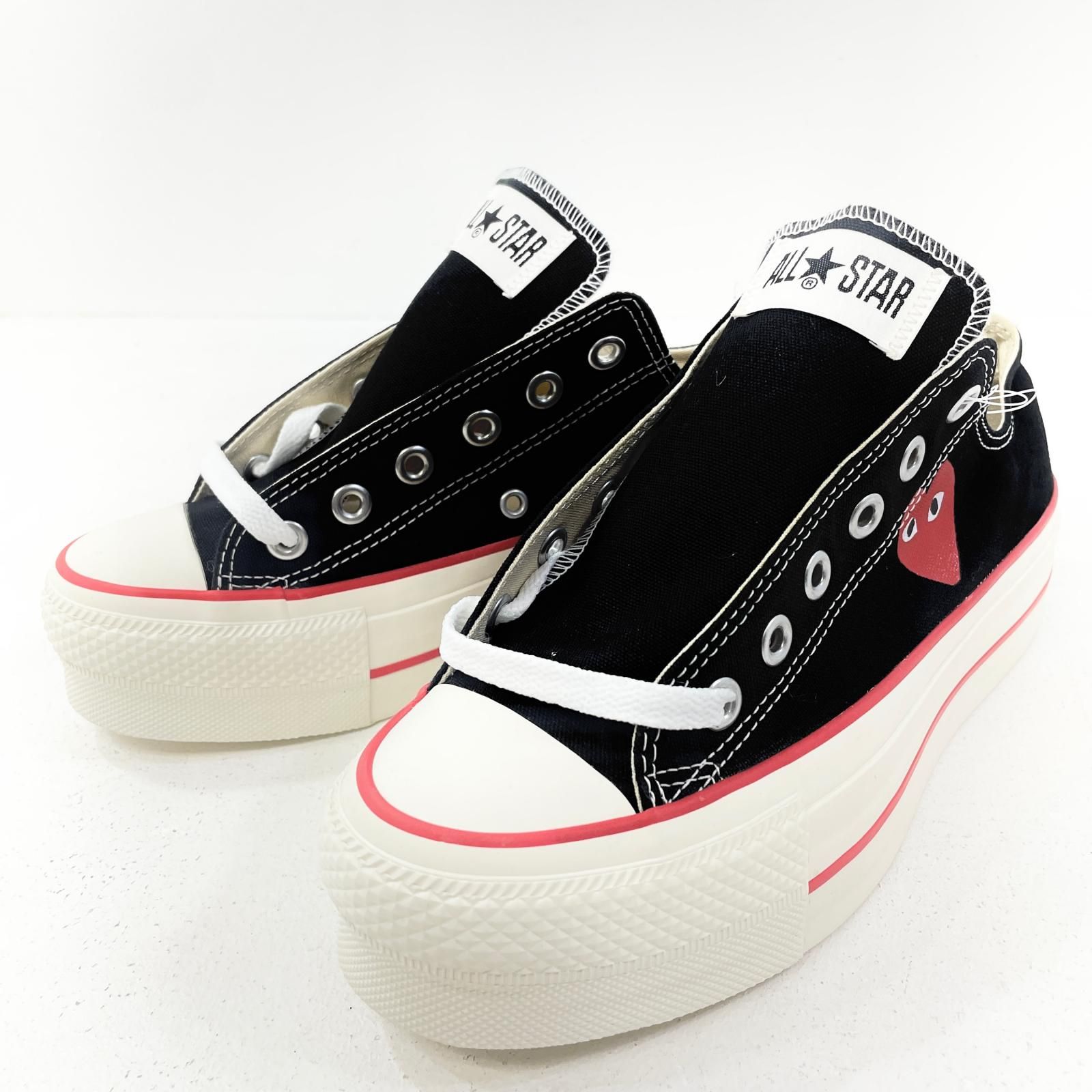 | コンバース スニーカー × PLAY COMME des GARCONS ALL STAR LIFTED OX AZ-K 125-001 ブラック 24.0 cm 128 専