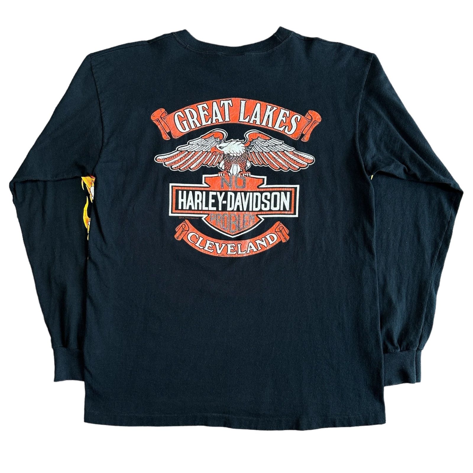 トップス harley vintage flame Harley Davidson flame eagle LS 90s tシャツ
