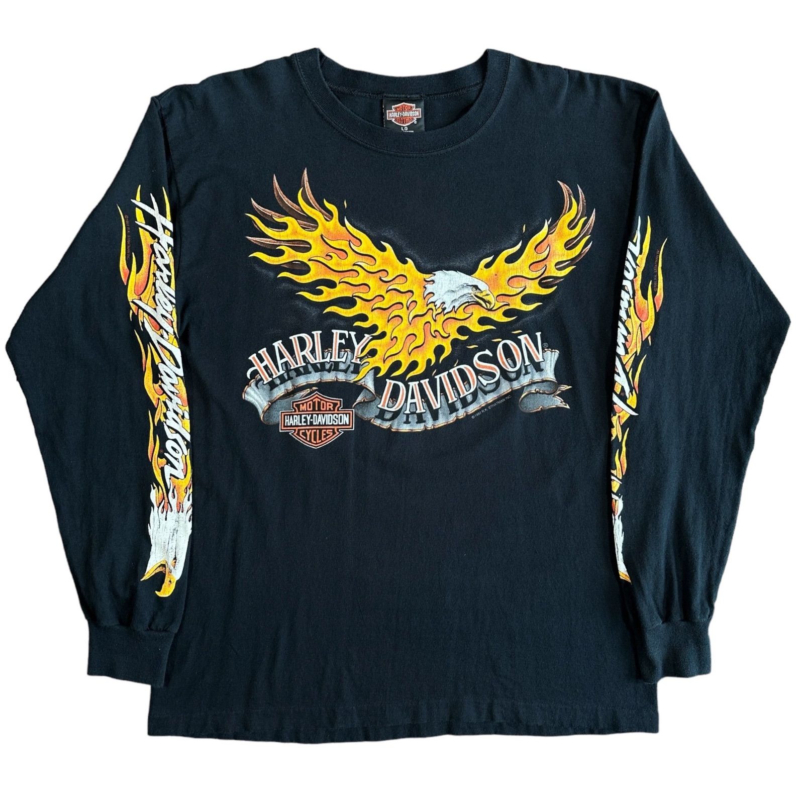 L Harley Davidson 90’s GREAT LAKES Eagle Flame LS Black