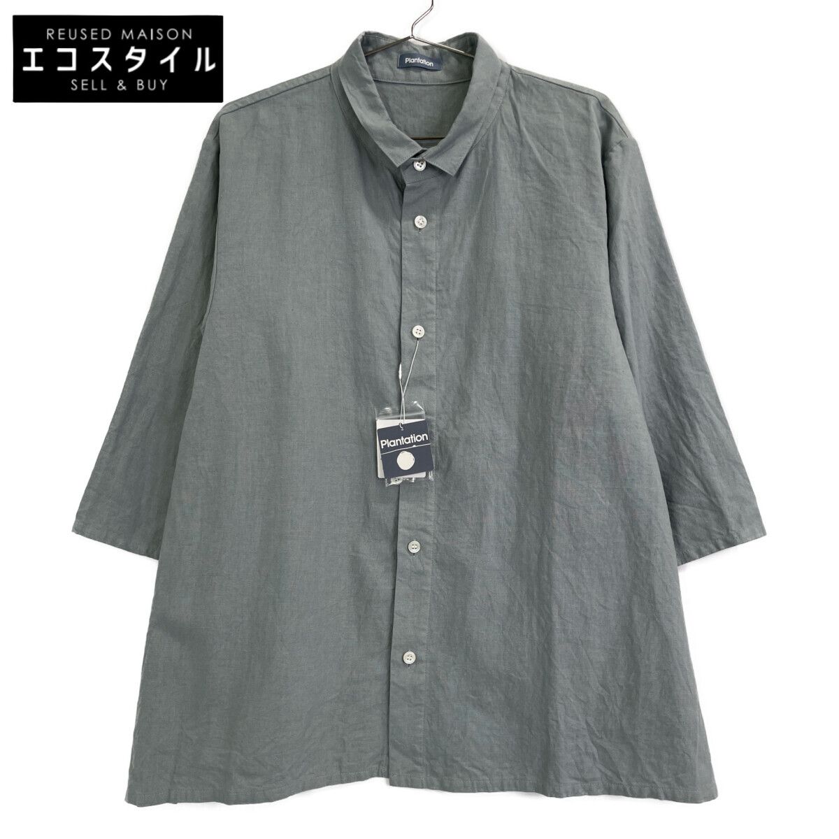 Plantation プランテーション 25 AW ﾌﾞﾙｰ ﾘﾈﾝｺｯﾄﾝｷｬﾝﾊﾞｽ ﾌﾚｱｼｬﾂ XL