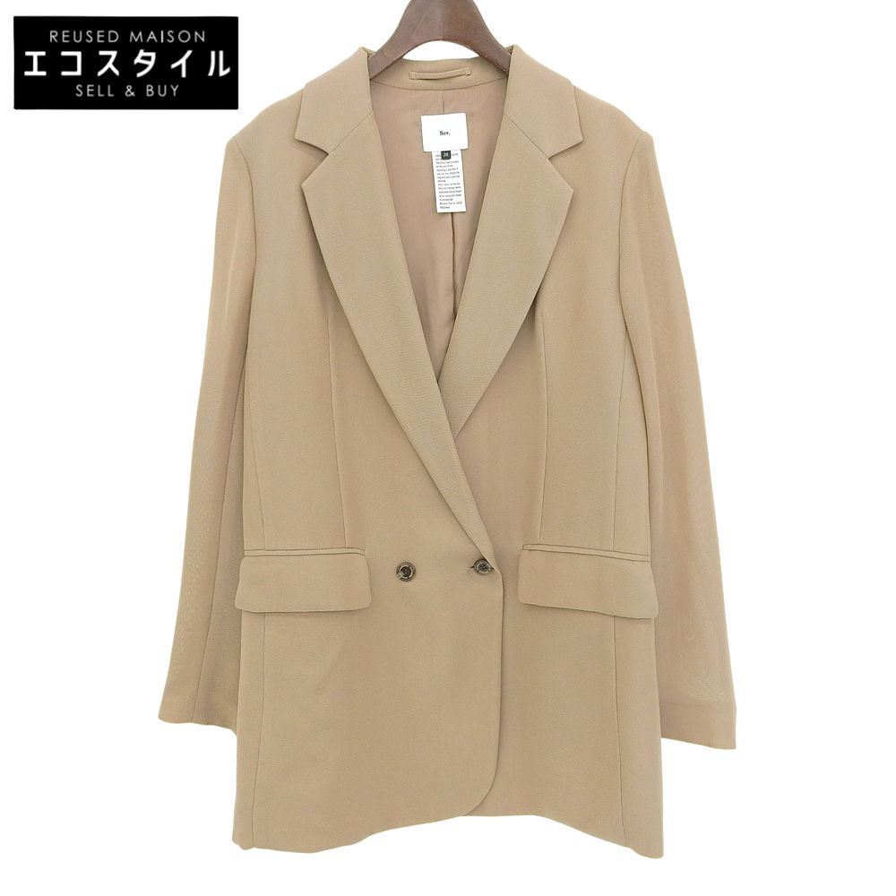 SOV. ソブ ダブルスタンダード キュプラ カラミ テーラードジャケット レディース ブラウン系 38 24年製
