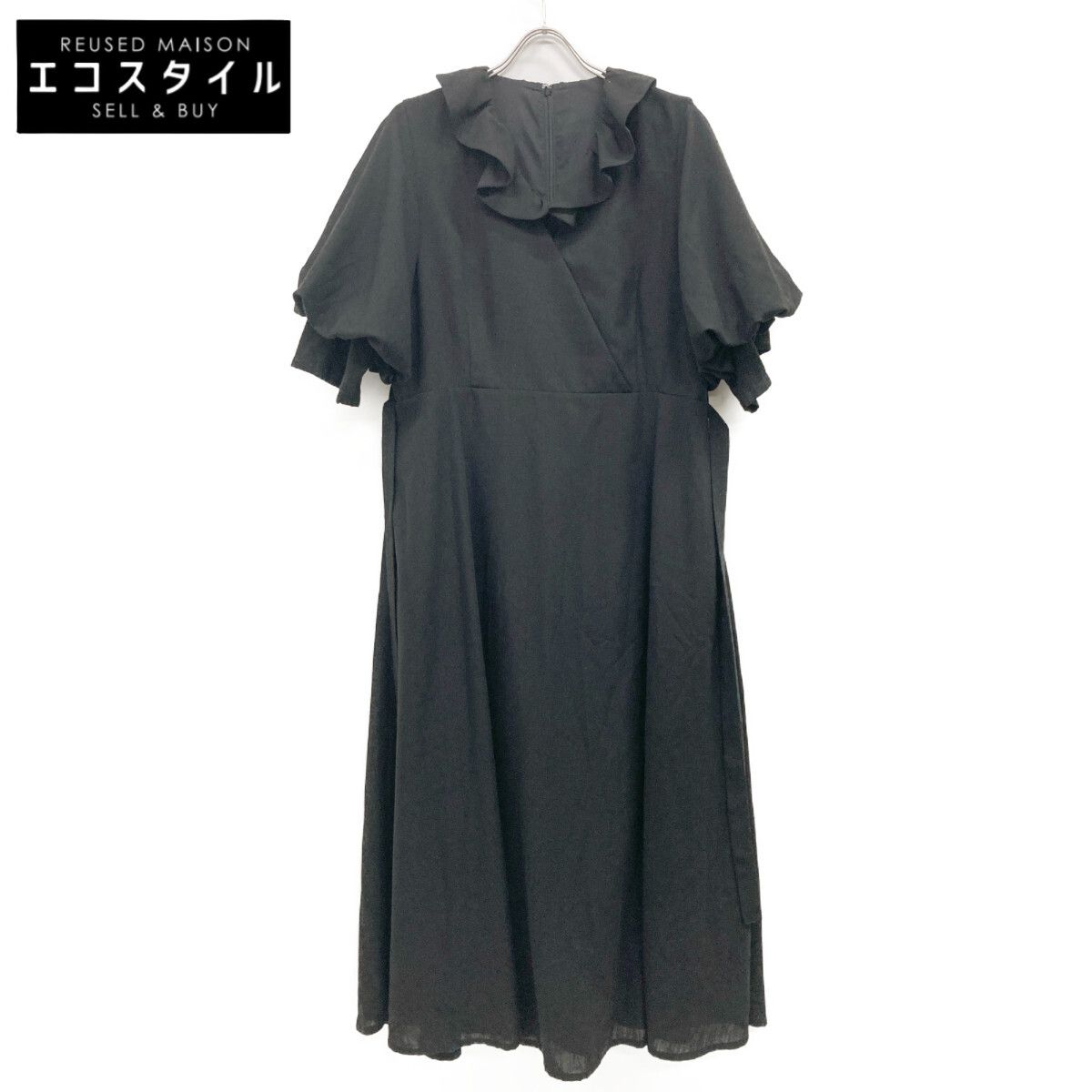 AMERI アメリ ﾌﾞﾗｯｸ FRILL CACHECOEUR DRESS M