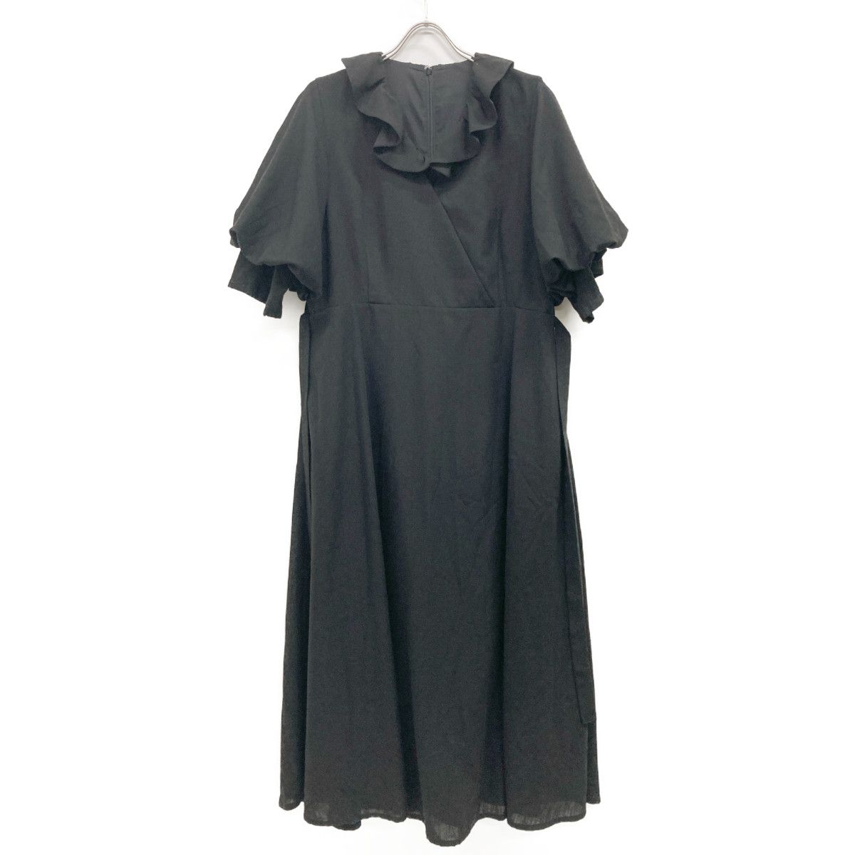 AMERI アメリ ﾌﾞﾗｯｸ FRILL CACHECOEUR DRESS M