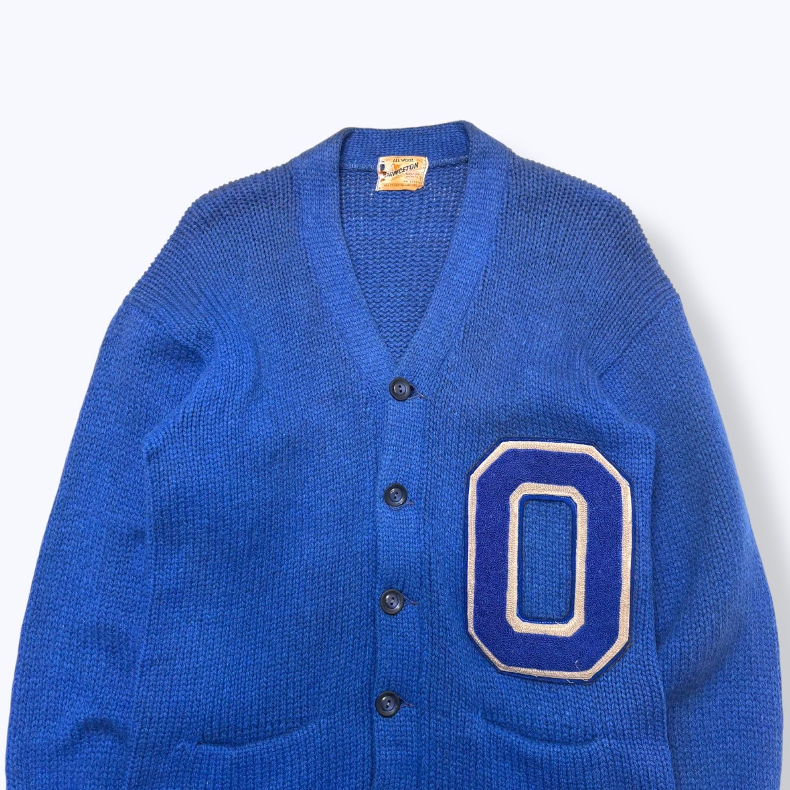 50s PRINCETON Lettered Knit Cardigan 50年代 プリンストン レタード 