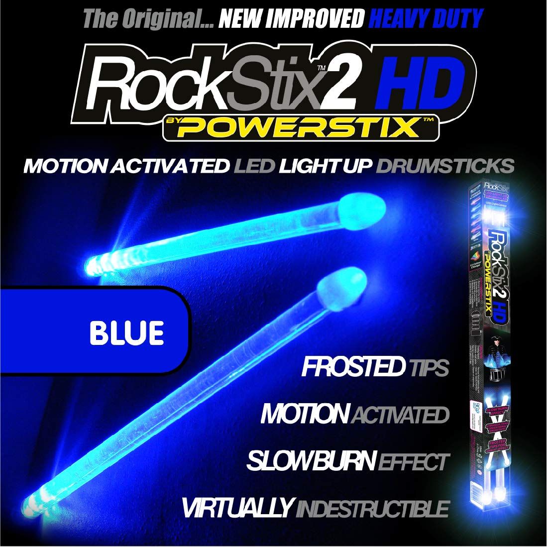 ROCKSTIX 2 HD BLUE, BRIGHT LED LIGHT UP DRUMSTICKS, with fade effect, Set your gig on fire! (BLUE ROCKSTIX) 5,062円