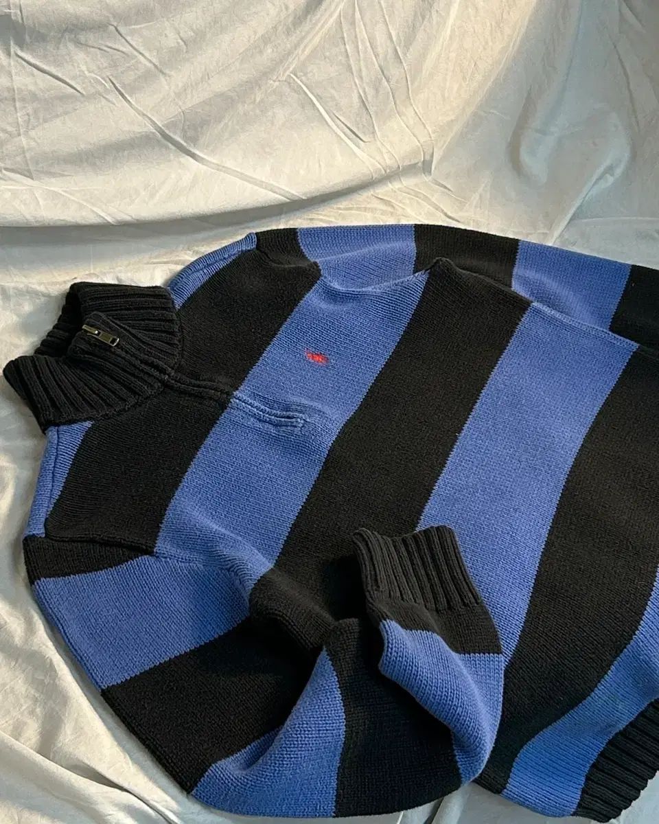 ポロ ラルフローレン ストライプ ハーフジップアップ ニット