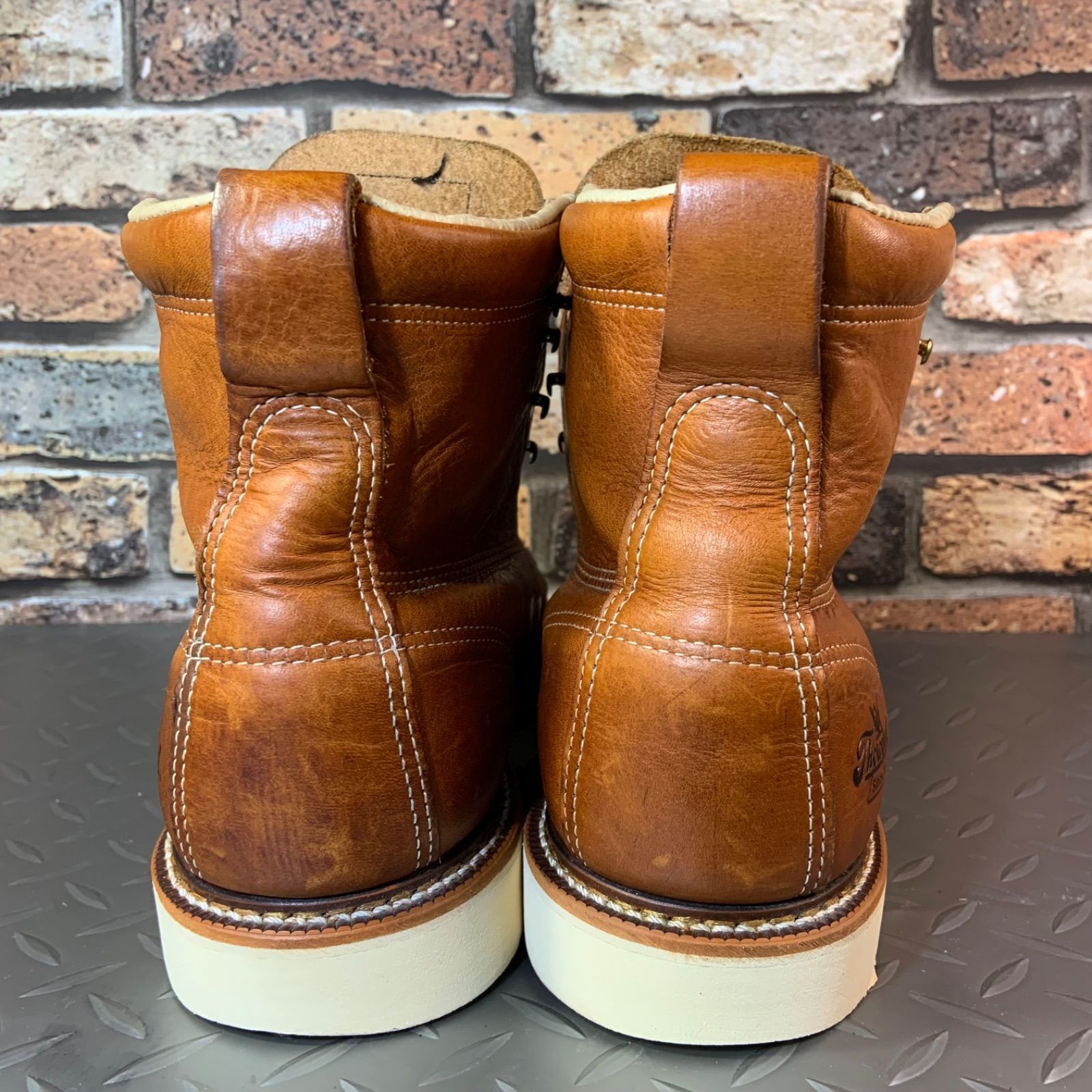  Thorogood モックトゥワークブーツ US 8.5ほど JP 26.5㎝ほど ソログッド アメリカ製 25 L 26-THORO ワークブーツ ブーツ 革靴