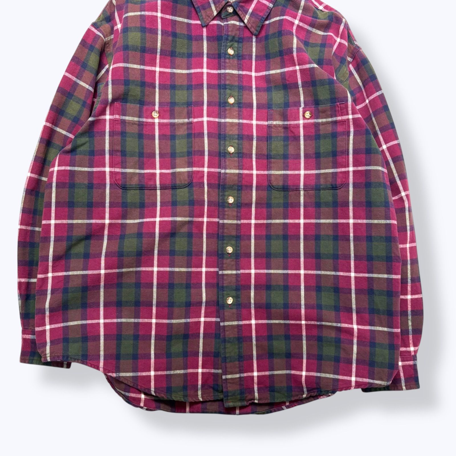 90s Eddie Bauer Plaid B/D Shirts 【L】 90年代 エディーバウアー