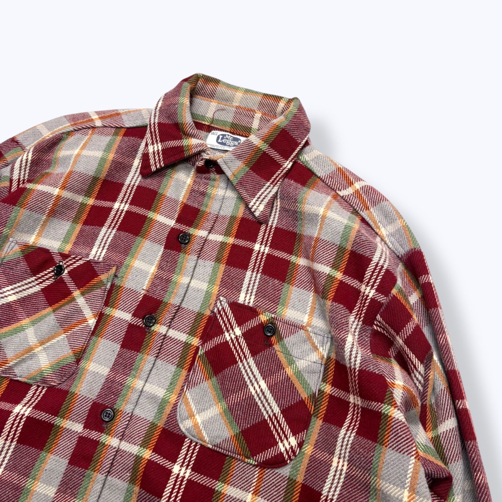 70s Mr.Leggs Plaid Heavy Flannel Shirts Made in USA 【XL】 70年代