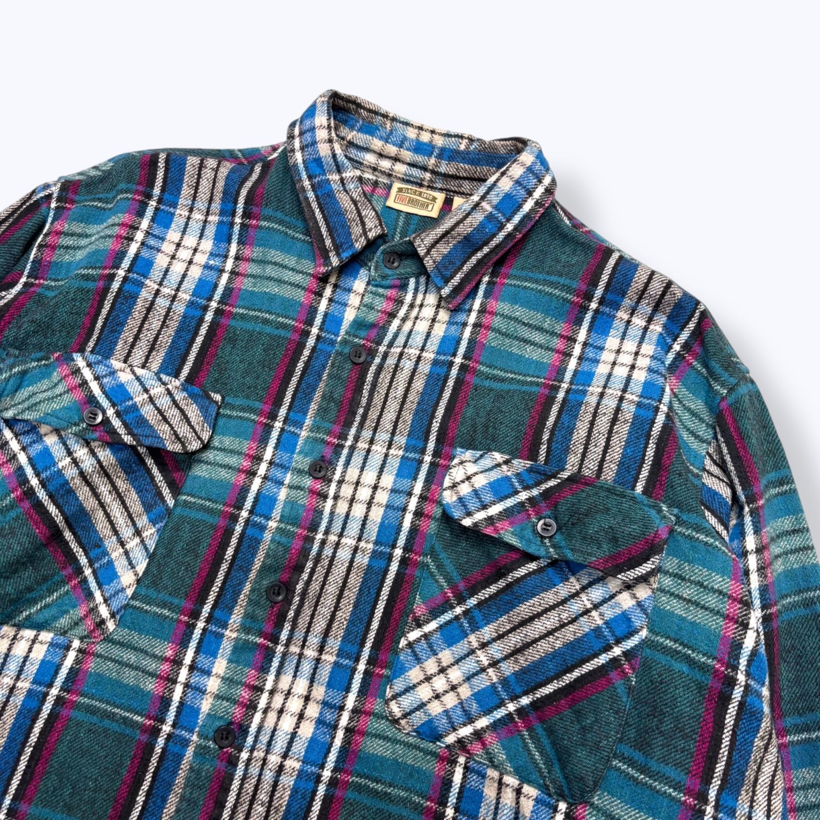90s Five Brother Plaid Heavy Flannel Shirts 【XXL】 90年代