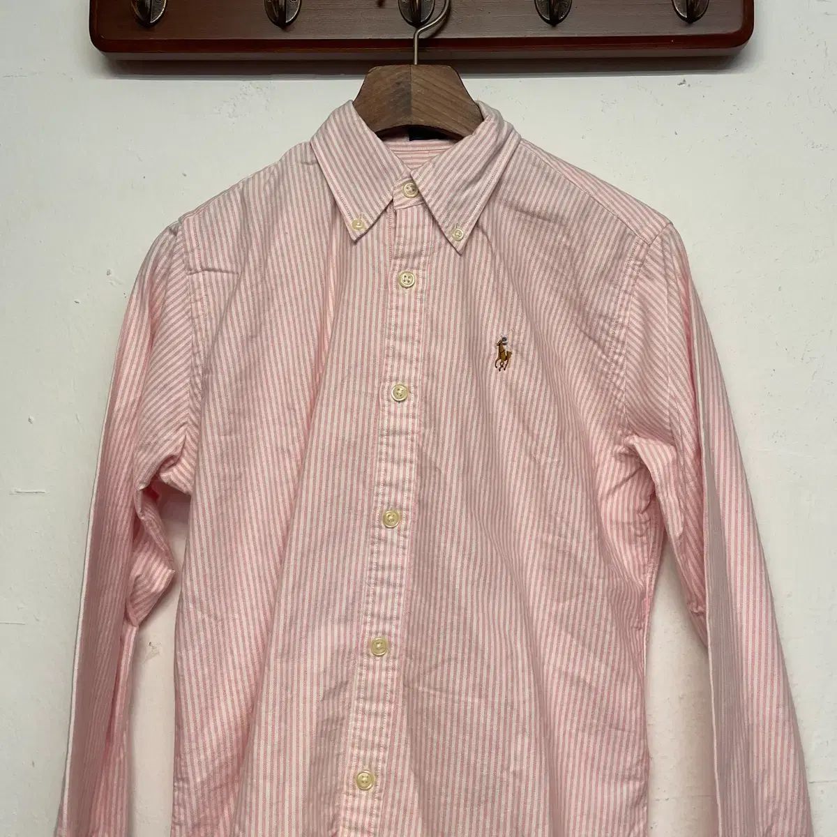ポロラルフローレン ウィメンズ スリムフィット ピンク オックスフォード シャツ ショートカーデ 長袖 