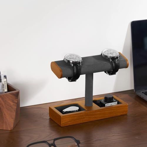 Oirlv 腕時計 スタンド 時計スタンド 2本 4本 木製 ディスプレイ 収納 撮影 おしゃれ 適格請求書に対応 SM 19102 ダークグレー cef 738 ec