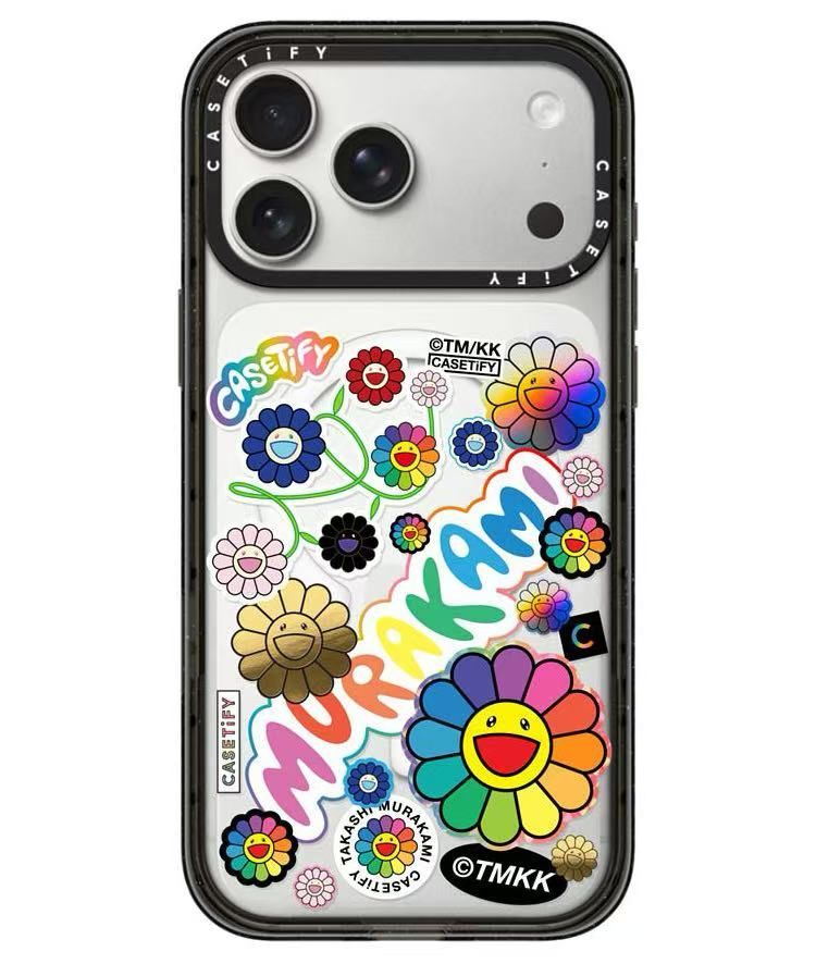 MagSafe対応 人気 村上隆 カラフルフラワー アクリル iPhoneケース 6種