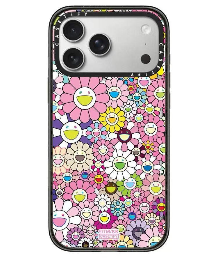 MagSafe対応 人気 村上隆 カラフルフラワー アクリル iPhoneケース 6種