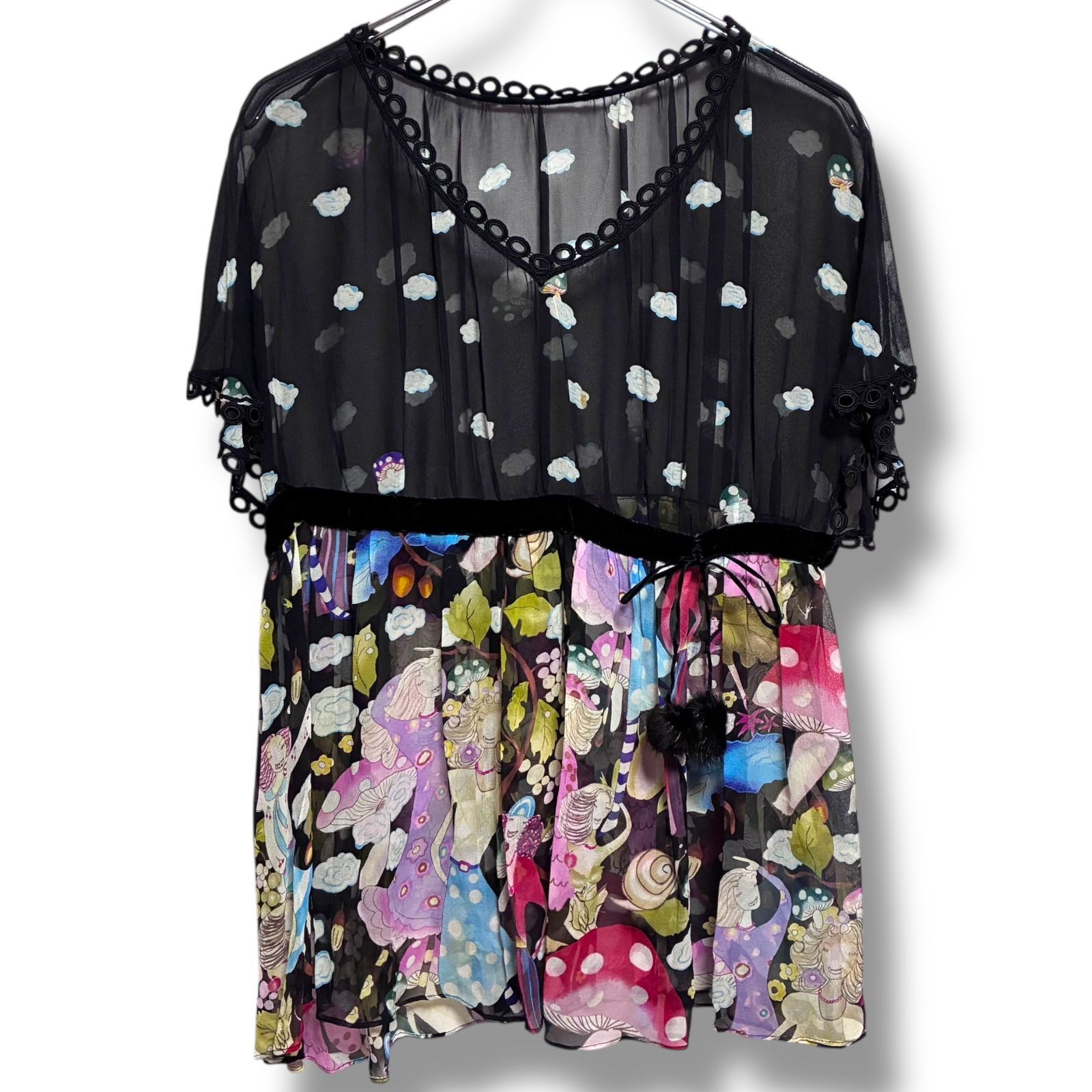 ツモリチサト TSUMORI CHISATO ドレスワンピース サイズ2 シアー 黒