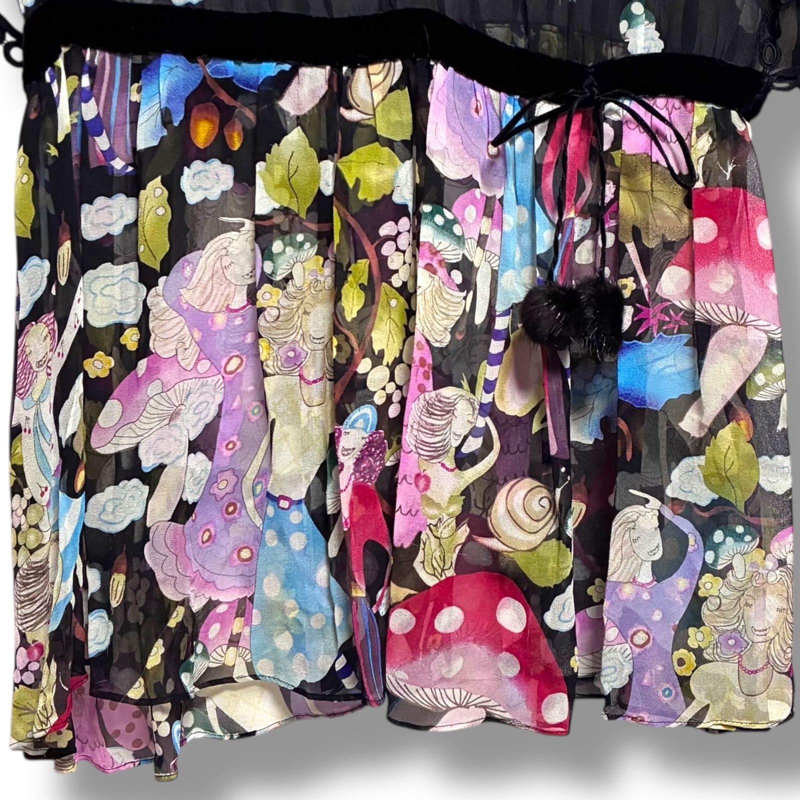 23ss＊ツモリチサト 花柄モチーフ ワンピース 2 日本製 ツモリチサト TSUMORI CHISATO ドレスワンピース サイズ2 シアー 黒