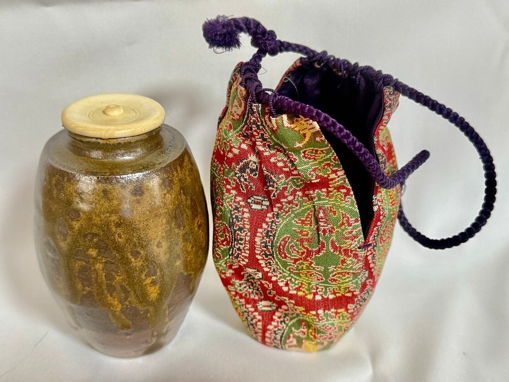 茶道具 丹波茶入 関谷造 仕覆 共 ♥ 経年在庫品