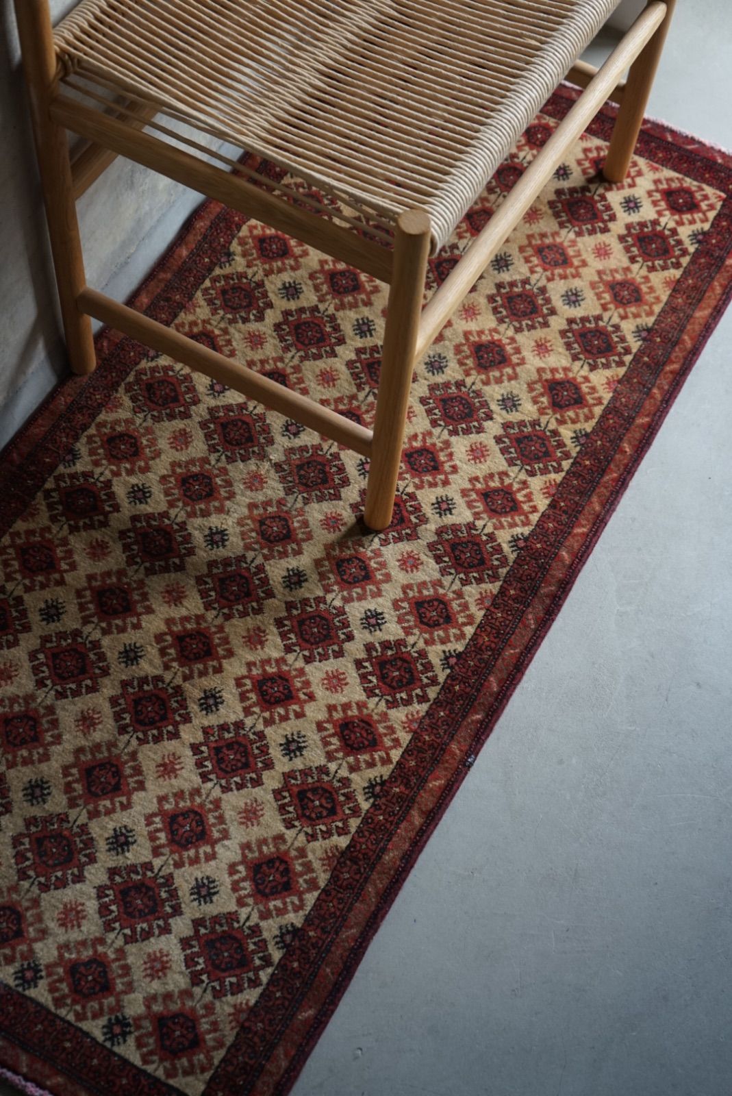 ヴィンテージラグ トルコ ランナーラグ ベージュ 1970年代 133 × 58.5