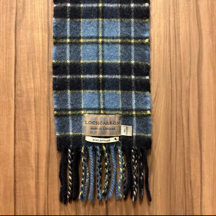 ミナペルホネン　マフラー　ネイビー　新品 mina perhonen × LOCHCARRON ミナペルホネン ロキャロン カシミヤ 100