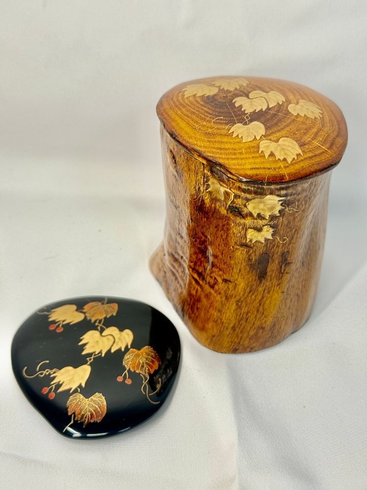 金蒔絵 茶道具 松雲作 蔦金輪寺 茶器 替蓋付き 共箱 ♥ 経年在庫品