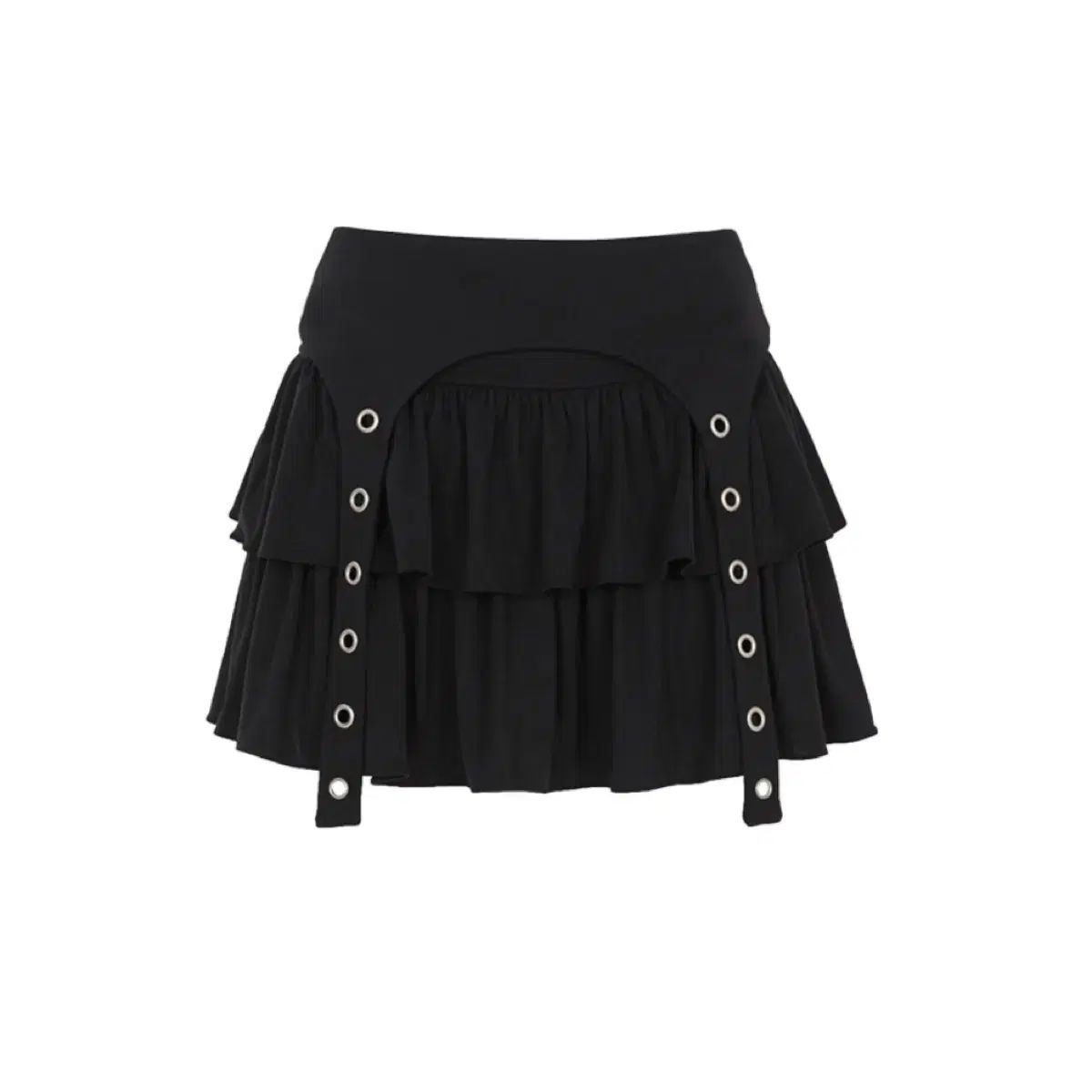 イッリゴー ティアード レイヤード リップ スカート ブラック