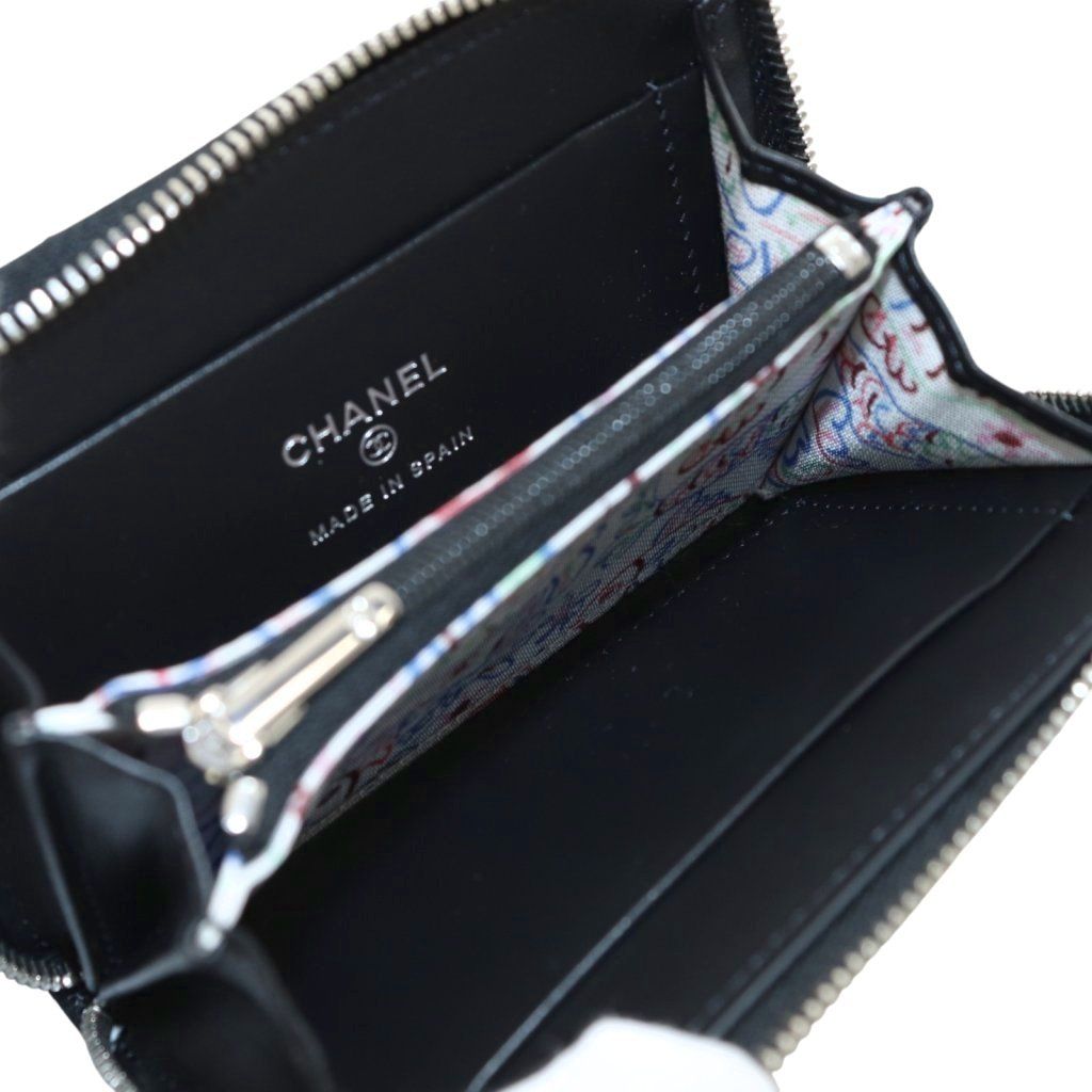 シャネル CHANEL 24年 ココマーク スモールジップウォレット 財布 グレインドシャイニーカーフスキン キャビアスキン マトラッセ 黒 ブラック AP 4332 |AQ OS OH ワンピース 小物 