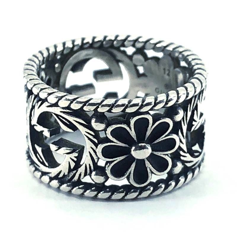 美品】GUCCI グッチ／インターロッキングG フラワー リング 指輪