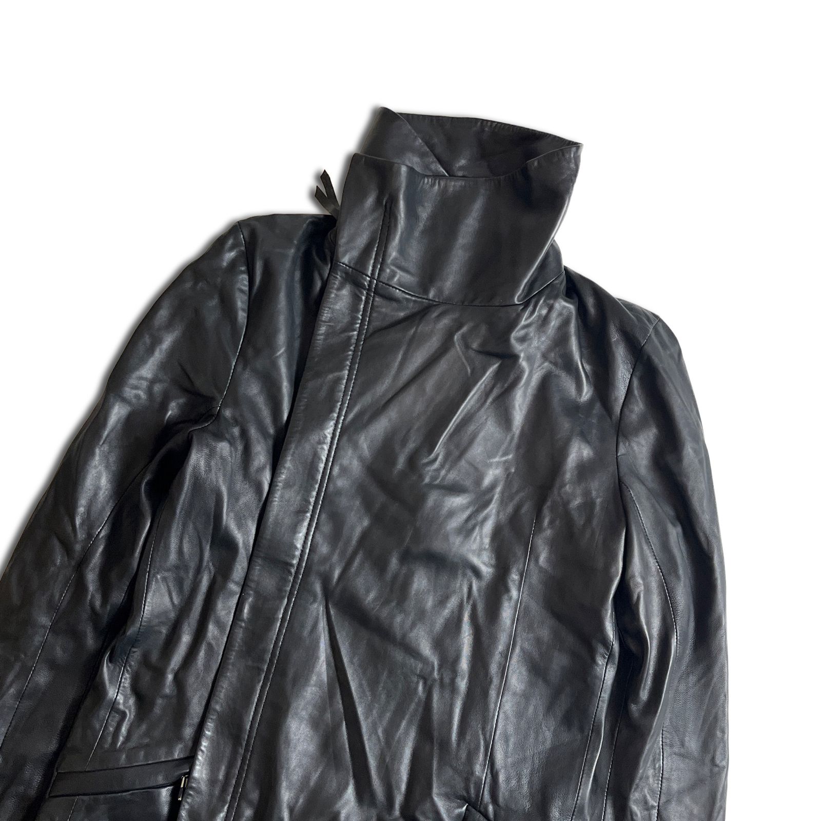 EKAM ニット切替 レザージャケット ハイネック ブラック エカム EKAM ニット切替 レザージャケット ハイネック ブラック エカム