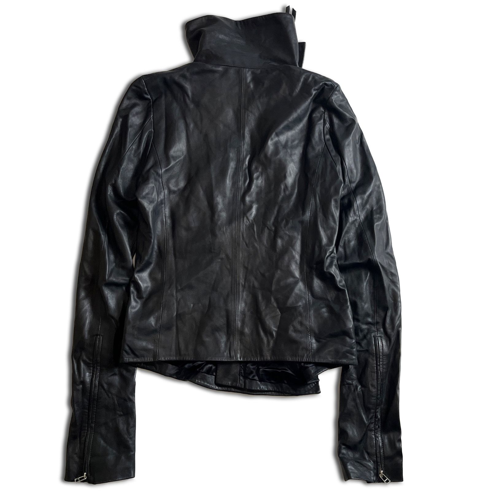 EKAM ニット切替 レザージャケット ハイネック ブラック エカム EKAM ニット切替 レザージャケット ハイネック ブラック エカム