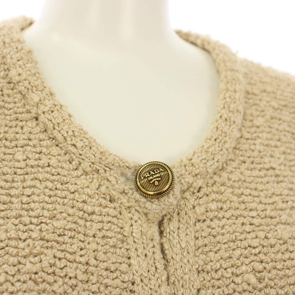 プラダ PRADA 22年製 ブークレカーディガン ニット 七分袖 ショート丈