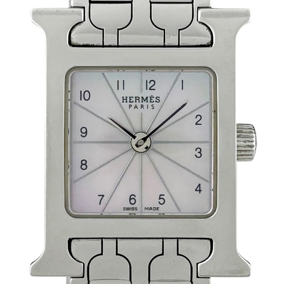 エルメス HERMES Hウォッチ ミニ HH 1.110 腕時計 SS クォーツ ピンク レディース