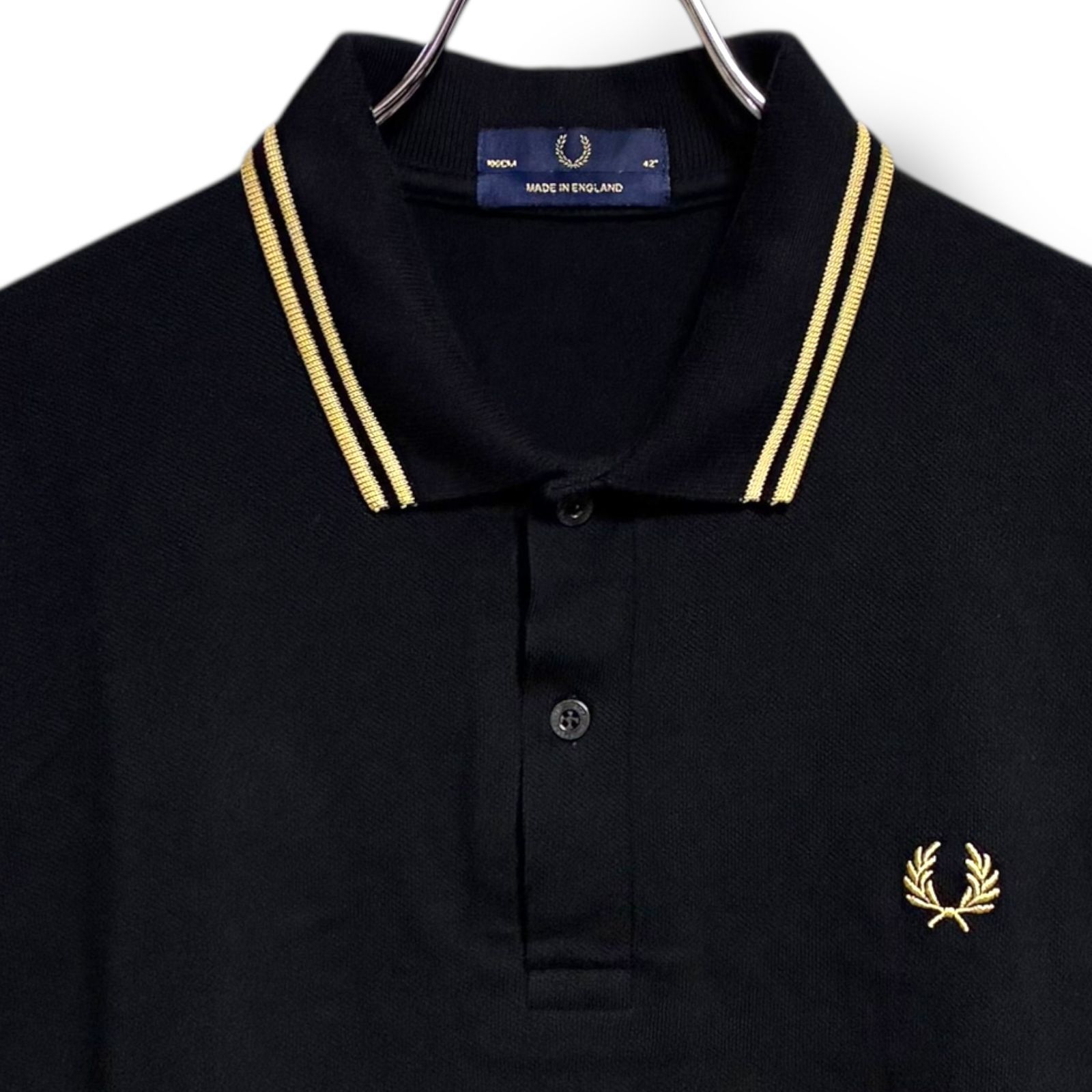 Fred Perry フレッドペリー ブラック トップス 半袖 ポロシャツ 綿100 