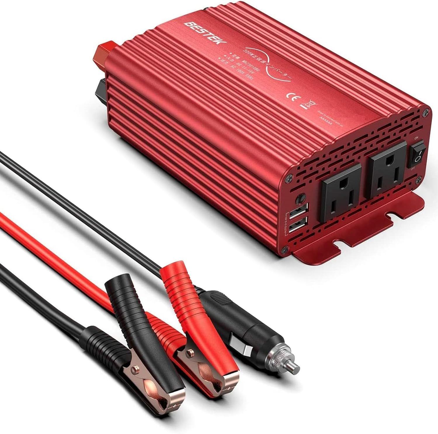 インバーター 300W 正弦波 シガーソケット コンセント DC12VをAC100Vに変換 USB2ポート搭載 車載用インバーター カーインバーター