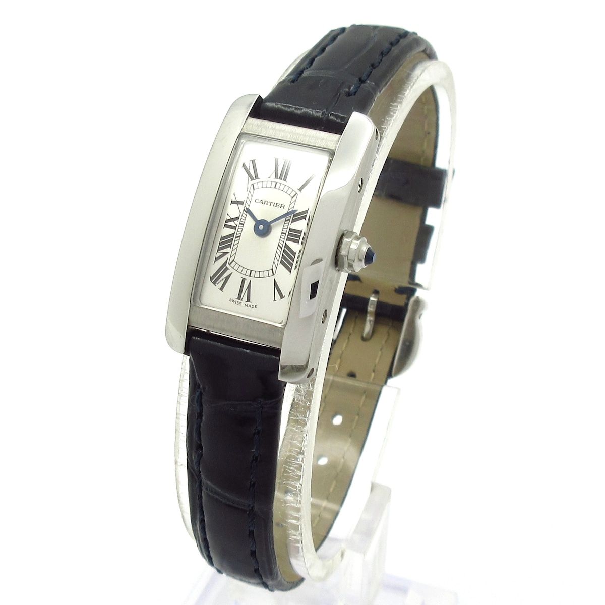 Cartier カルティエ 腕時計 タンクアメリカンミニ レディース SS|アリゲーターベルト シルバー