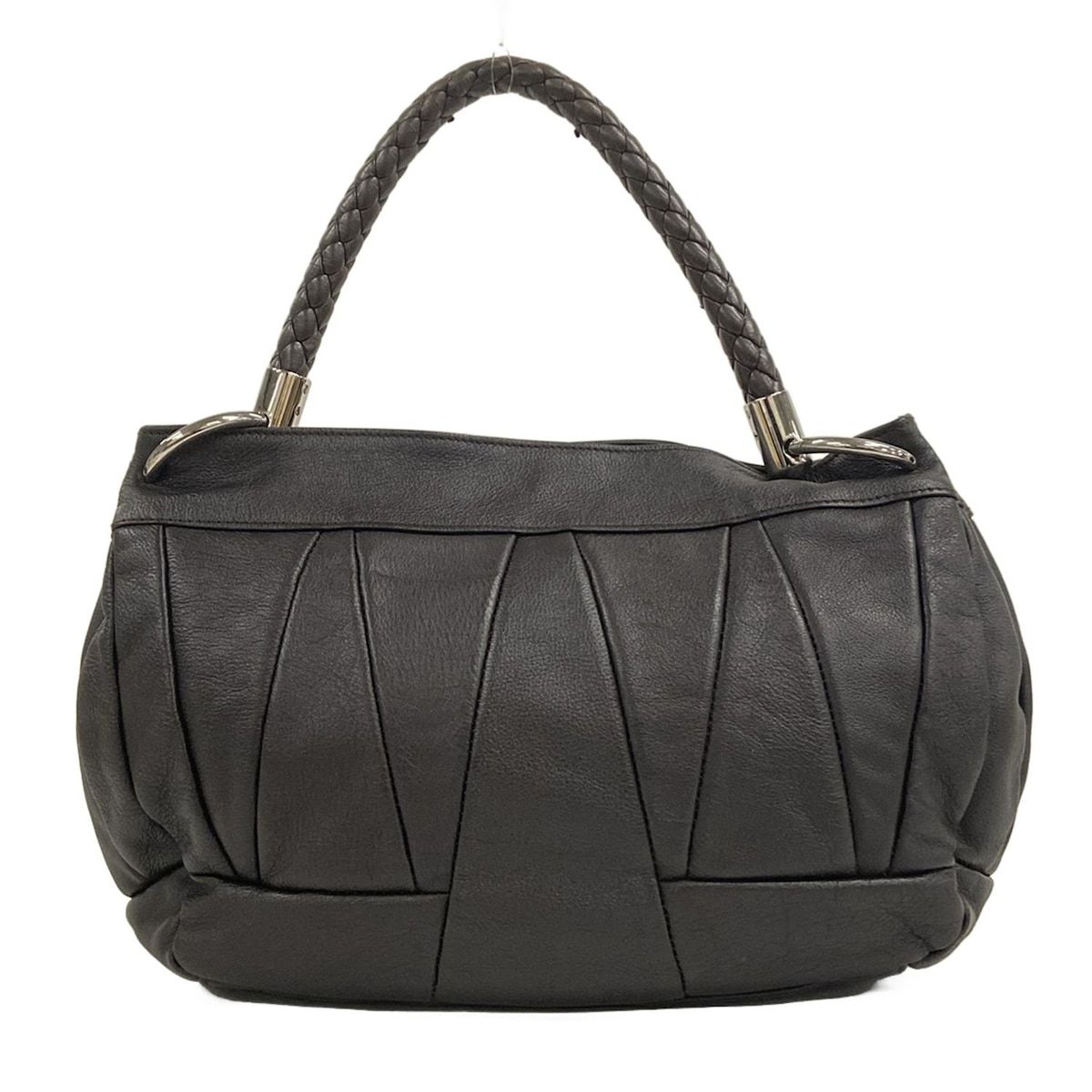 FURLA フルラ トートバッグ - ダークブラウン 編み込み レザー