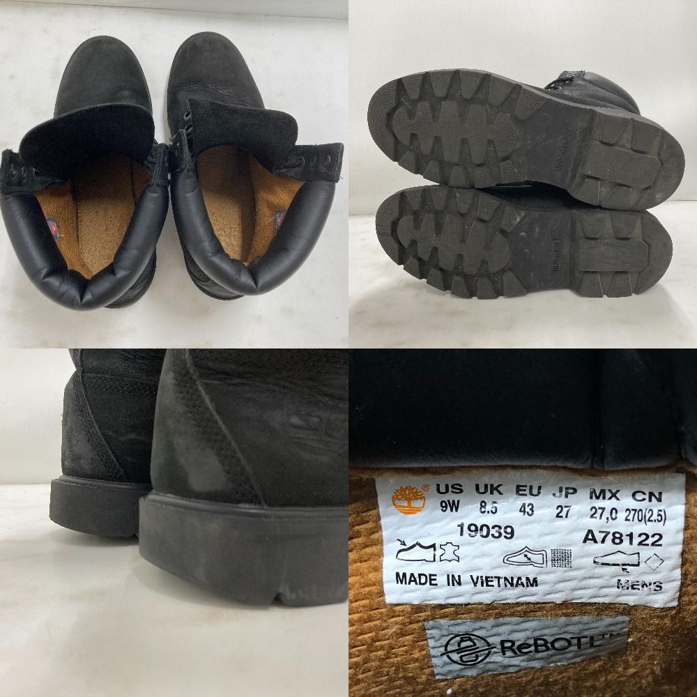  02 w 21865 ティンバーランド Timberland 6インチ ム ウォータープルーフ ブーツ ブラック 27.0 cm ベトナム製 メンズ 箱あり 19039 品 ワークブーツ ブーツ 革靴