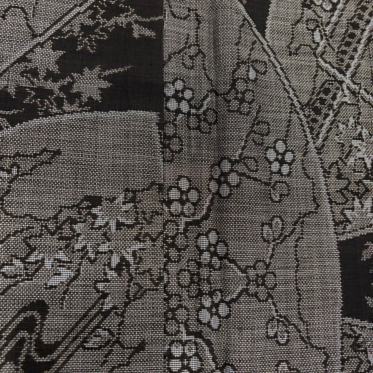  紬 身丈153.5 cm 裄丈63.5 S 袷 扇面 枝梅 焦茶色 正絹 秀品 紬 着物