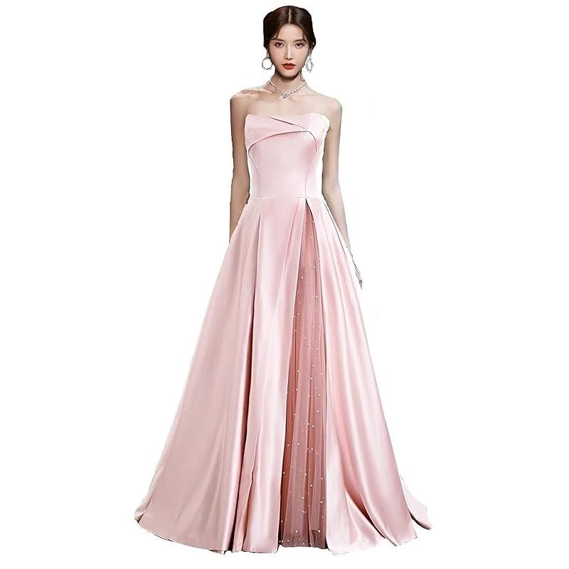 豊作 カラードレス ノースリーブ ビスチェ スレンダー すっきりコン パクト フィスナー 発表会 演奏 二次会 Aライン フォーマル JP アルファベット M ピンク