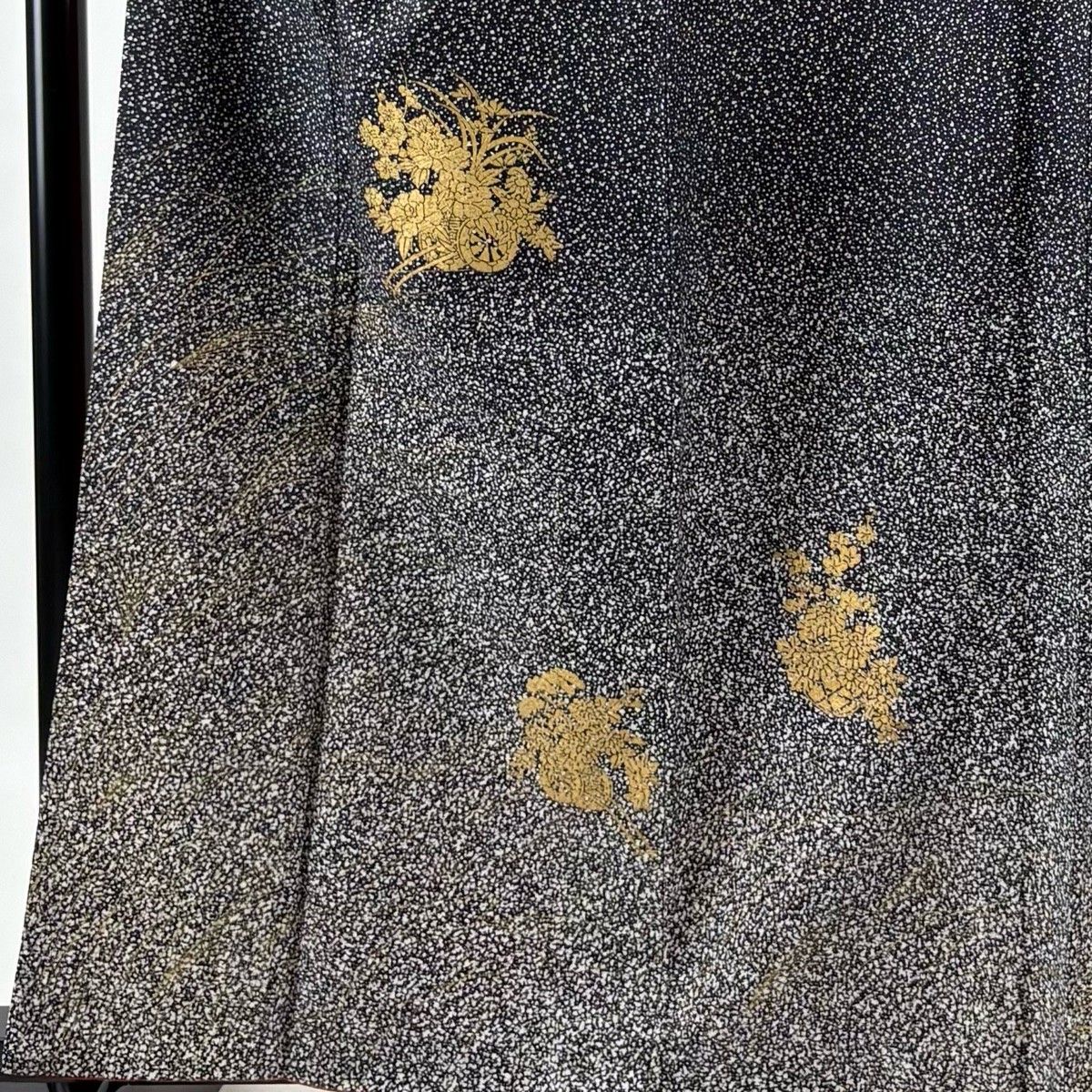 付下げ 身丈161 cm 裄丈64 M 袷 花車 ススキ 金彩 黒灰 正絹 秀品