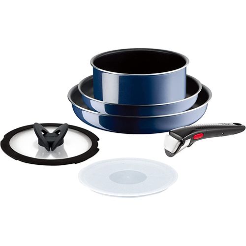 ティファール T-fal 取っ手のとれる鍋フライパン 6点セット ガス火対応ロイヤルブルーインテンス