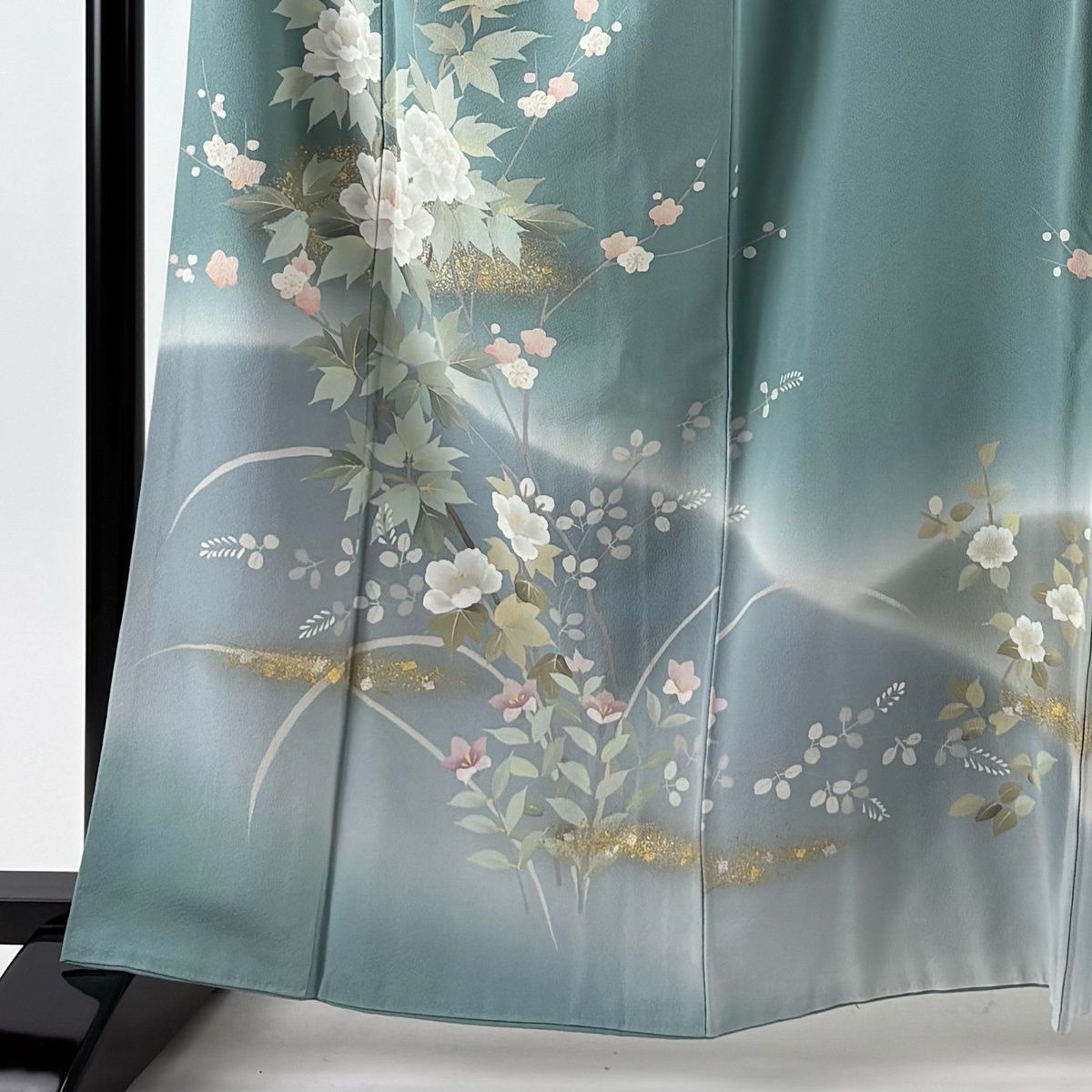 訪問着 身丈162.5cm 裄丈65.5cm M 袷 落款 枝花 萩 金銀彩 染め分け 薄
