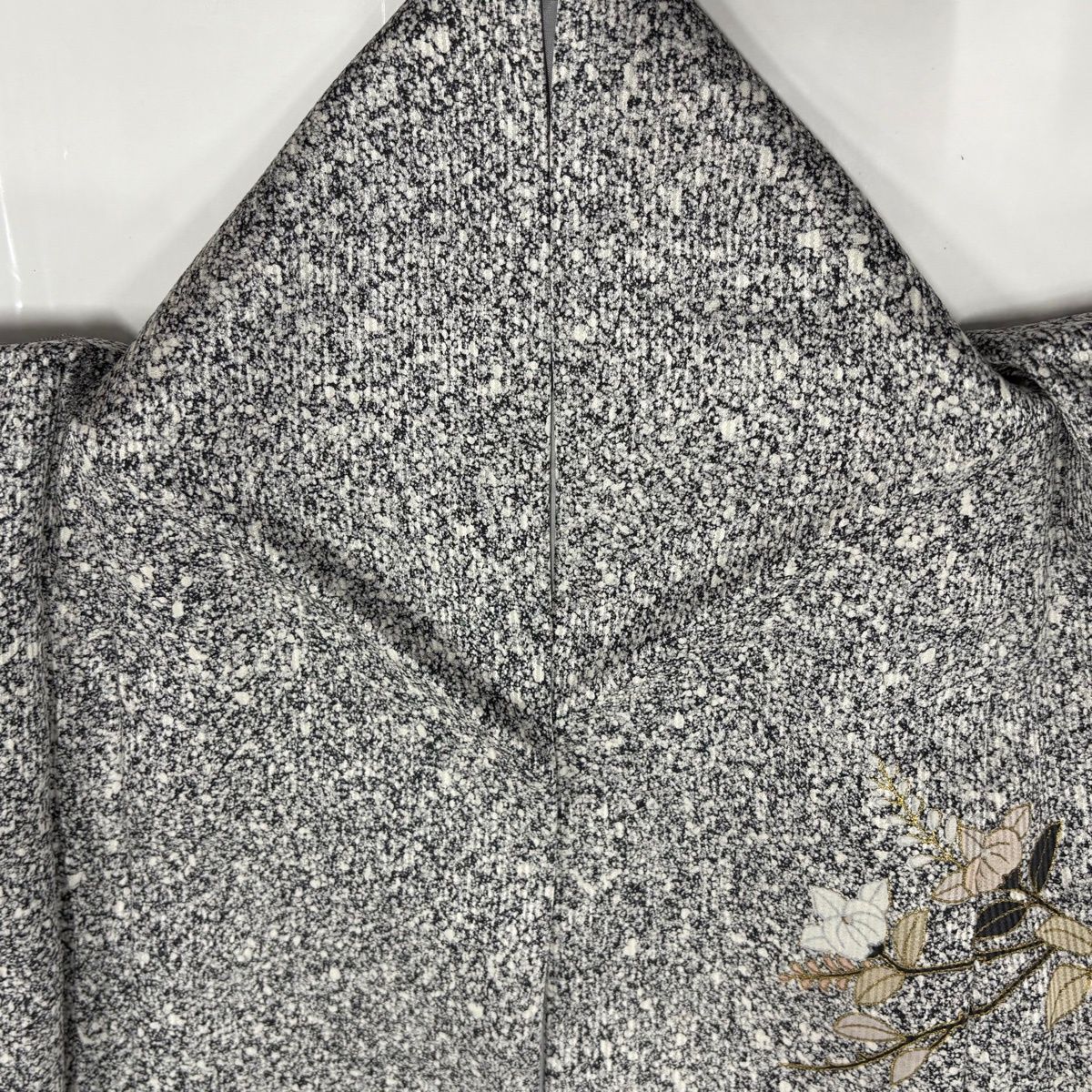 美品】 訪問着 身丈162.5cm 裄丈66.5cm M 袷 扇面 草花 金彩 ぼかし 黒