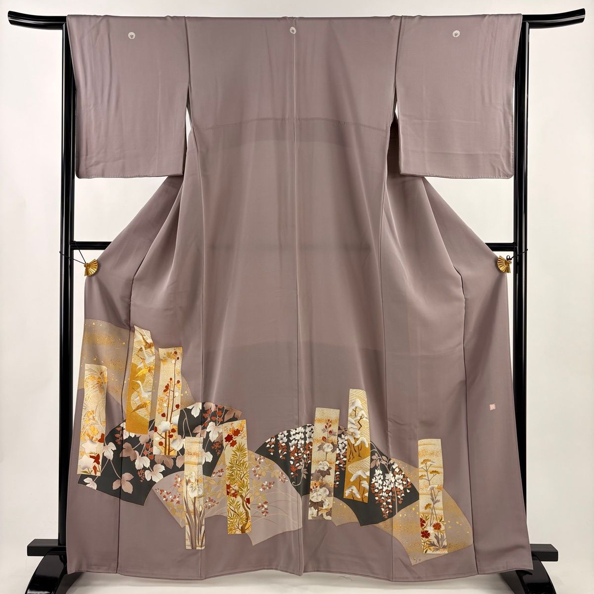 色留袖 身丈156cm 裄丈63cm S 袷 落款 華文 菱 金銀彩 ぼかし 茶紫