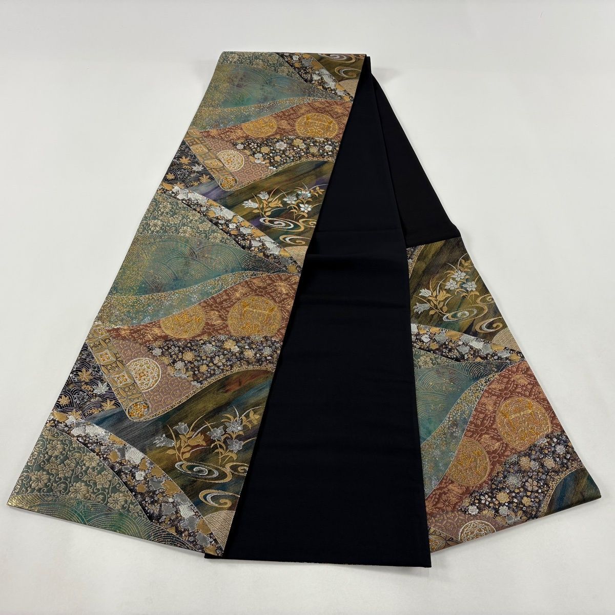 袋帯 秀品 七宝花菱 桜 金糸 箔 緑 六通 正絹 【中古】 - メルカリ