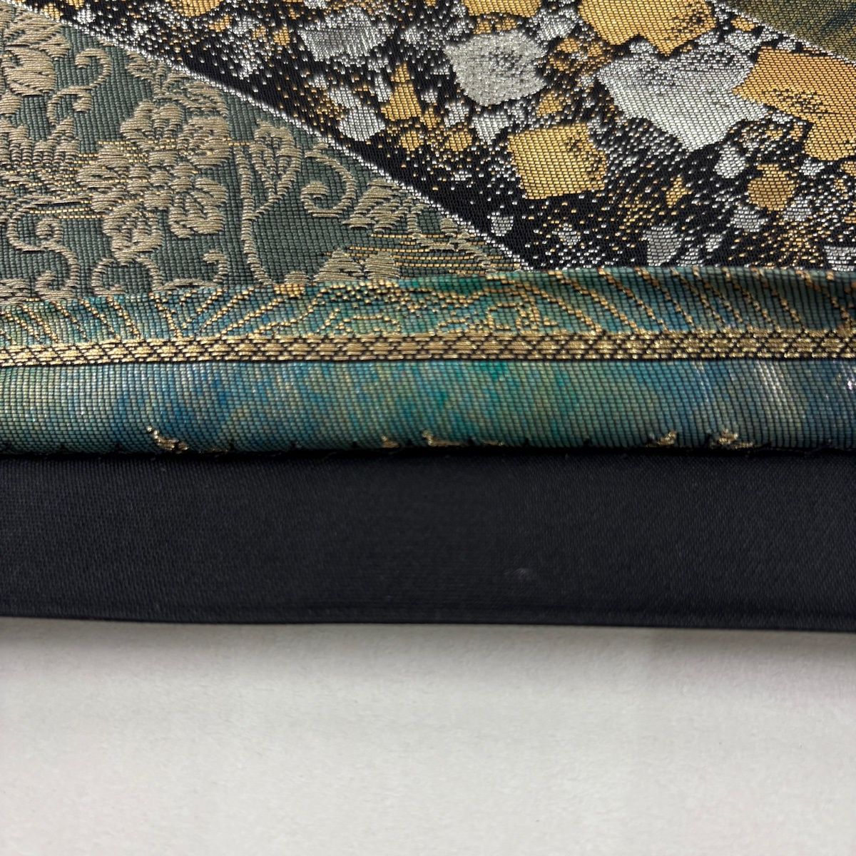 袋帯 秀品 七宝花菱 桜 金糸 箔 緑 六通 正絹 【中古】 - メルカリ